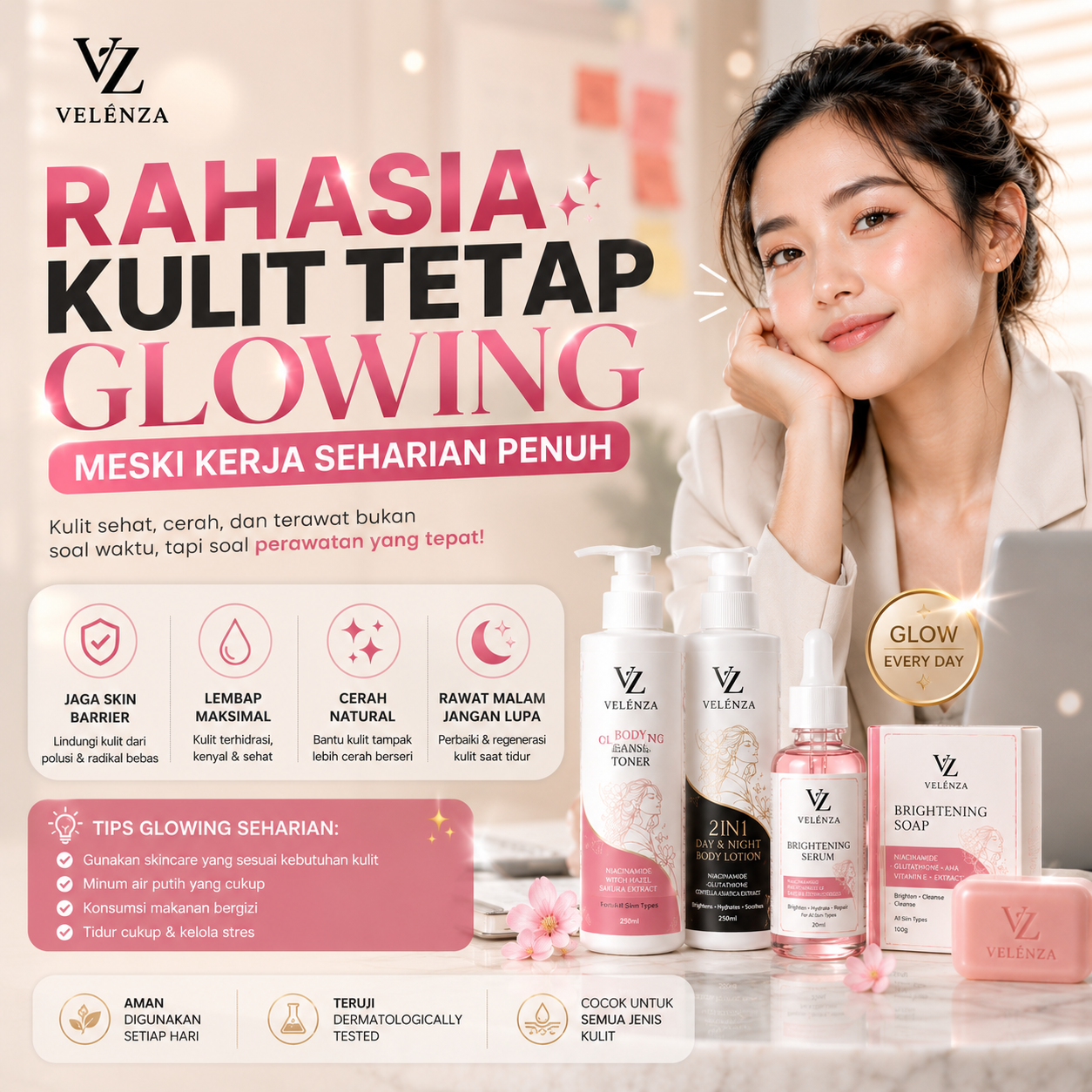 Rahasia Kulit Tetap Glowing Meski Kerja Seharian Penuh
