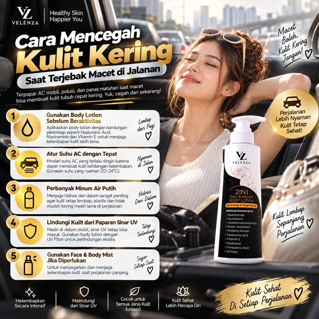 Cara Mencegah Kulit Kering Saat Terjebak Macet di Jalanan